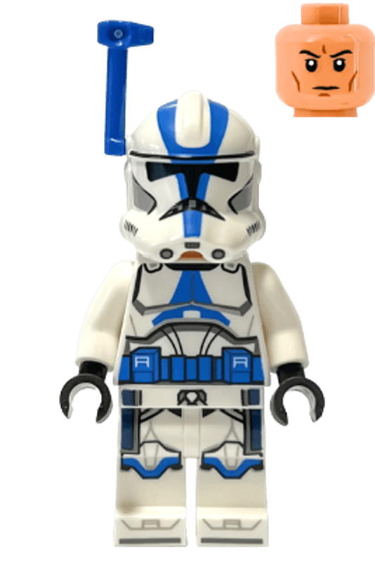 Clone Trooper Officer, 501st Legion (Phase 2) - White Arms, Blue Rangefinder, Nougat Head, Helmet with Holes